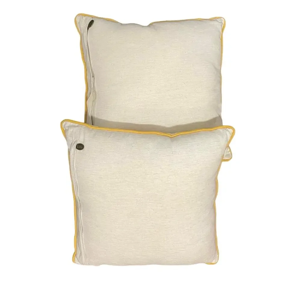 Linen Embroidered Beaded Floral Accent Pillows‎ set of two 12